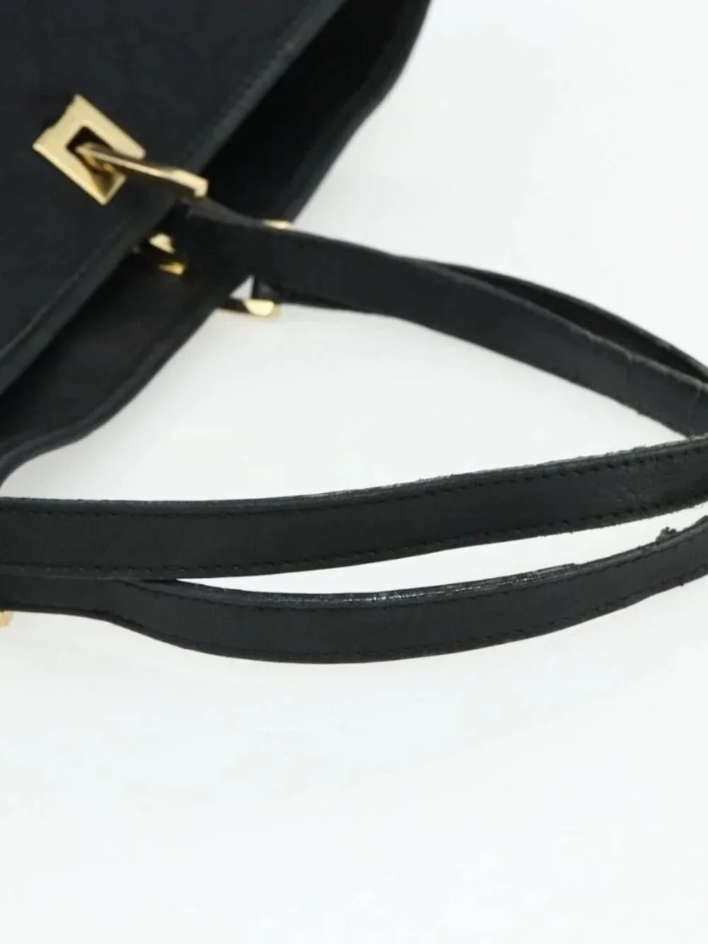 GUCCI GG Canvas Tote Bag Black Gold 002 1097 Auth ti3861